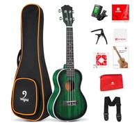 Vangoa Ukelele 26 Adult Beginner Tenor Ukulele Mahogany Bundle Professional Wooden Hawaiian Starter Uke Kit, Green