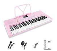 Vangoa VGK610 Piano Keyboard, 61 Mini Keys Portable Music Keyboard for Beginners with Microphone, 3 Teaching Modes, 350 Tones, 350 Rhythms, 30 Demos, Pink