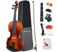 Vangoa Violin 4/4 Full Size Set Fiddle, Handcrafted Four by Four Starter Acoustic Violins Kit with Lightweight Hard Case, Solid Wood Side Board for Beginners, Child, Kids Age 12+, Adults, Right Handed