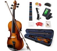 Vangoa Violin 4/4 Full Size Set Fiddle, Handcrafted Starter Acoustic Violins Kit with Solid Wood Side Board, Lightweight Hard Case for Beginners, Teens, Age 12+, Adults, Right Handed