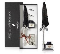 VANGOAL Dragon Quill Pen and Ink Set, Vintage Dragon Feather Dip Pen Calligraphy Gift Set for Writing, Drawing, Desktop Decoration (Black)