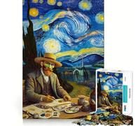 VanGogh Starry Night Jigsaw Puzzles 1000 Mental Focus Game Precision Cut Smooth Edges Meaningful Connection Building Game (38x52cm)