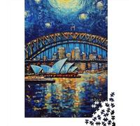 VanGoghStyleBridge 1000 Pieces Thick Cardboard Jigsaw Puzzle Set Jigsaw Collectors Hard Difficult Educational Game 38x26cm/1000pcs