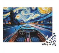 VanGoghStyleCarRide 1000 Piece Jigsaw Puzzles Starry Night Car View for Adults Educational Game Beautiful Decoration Difficult Challenging Birthday Gifts 52x38cm/1000pcs