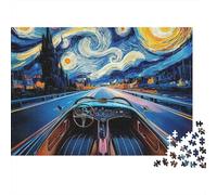 VanGoghStyleCarRide 1000 Pieces Extra-thick Cardboard Jigsaw Puzzle Bundle Jigsaw Collectors Educational Game Brain Training Beautiful Decoration 38x26cm/1000pcs