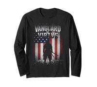 Vanguard of Virtue American Flag Memorial Patriotic Veteran Long Sleeve T-Shirt