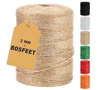 Vanhench 805FT Natural Jute Twine String, Bulk Hemp Jute Rope Cord Twine for Crafts Gardening, Gift Wrapping, Wedding Décor, Packing Material Burlap Ribbon, Christmas Knitting Macrame Decoration