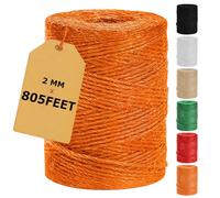 Vanhench 805FT Orange Twine String, Colored Natural Jute Twine String Rope Cord for Christmas Crochet Knitting Macrame, Arts & Crafts, Gift Wrapping, Wedding Décor, Art Decoration Packing (Orange)