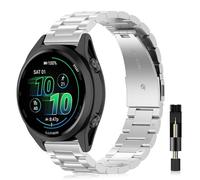 VanHooc Metal Strap 20mm for Garmin Forerunner 170/170 Music/Forerunner 70 | Stainless Steel Wristband Polished Brushed Replacement Strap for Garmin Approach J1/Forerunner 570 42mm/Vivoactive 6/5