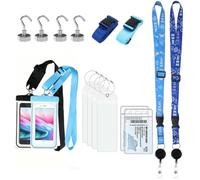 VANHVIS 16 Pcs Cruise Ship Essentials Must Haves for Cruise Travel - Retractable Lanyards for Ship Card, Waterproof Phone Bag, Magnetic Hook, Luggage Tags Holder & Luggage Straps