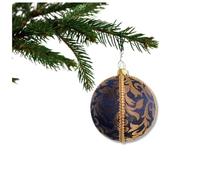 Vani Bauble - Deep Blue with Gold Baroque Pattern | 8 cm | Luxury Handmade Fabric Ornament | Sustainable Home Décor | Elegant Gifting & Event Styling | UK Artisan Made