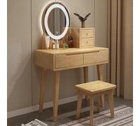 Vani Set with Lights & Stool Wooden Makeup Table with Ders Girls' Bedroom Dressing Console Cact Design (Color: A Size: L-80cm)
