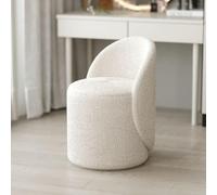 Vani White Bench with Backrest 360° Rotating Design Compact Lamb Wool & High Density Foam for Bedroom & Living Room Comfort