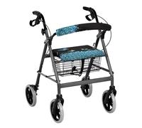 Vanideaoty Butterfly Floral Seat and Backrest Rollbar Covers Easy to Install Rollator Seat Cushion Back Bar Cover Set Washable Rollator Accessories Suitable for Parks, Neighborhoods and Streets
