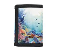 Vanideaoty Dinosaur Pattern Wallet for Boys Purses Durability Coin Pocket Slim Small Pocket Kids Wallet for Boys Ages 5-7, Sea Turtle Blue, One Size, Vintage