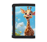 Vanideaoty Dinosaur Pattern Wallet for Boys Purses Durability Coin Pocket Slim Small Pocket Kids Wallet for Boys Ages 5-7, Cartoon Giraffe, One Size