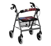 Vanideaoty Eagle Flag Seat and Backrest Rollbar Covers Fourth of July Holiday Rollator Accessories Stretchable Material Drive Rollator Accessories Fits Most Standard Sized Walkers