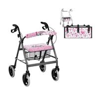 Vanideaoty Gnome Drive Rollator Accessories Love Heart Folding Walker Basket Organizer Pouch Tote Valentine's Day Walker Bag Soft and Portable Holiday Decor