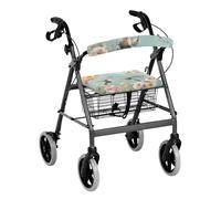 Vanideaoty Hummingbird Floral Seat Cover has Elastic Band Washable Rollator Seat and Back Rest Covers Easy to Install Rollator Walker Seat Back Covers Suitable for Parks