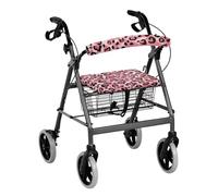 Vanideaoty Leopard Print Seat Cover has Elastic Band Washable Rollator Seat Cushion Back Bar Cover Set Easy to Install Seat and Backrest Rollbar Covers Fits Most Standard Sized Rollators