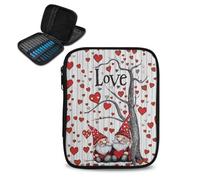 Vanideaoty Love Heart Crochet Hook Case Portable Gnome Crochet Hook Organizer with Web Pockets for Knitting Needles Crochet Supplies Valentine's Day Gifts Holiday