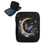 Vanideaoty Moon Crochet Hook Case Butterfly Flower Breathable Knitting Needle Organizer Portable for Home Travel Lightweight