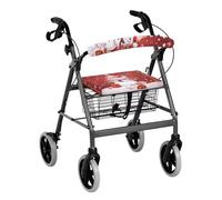 Vanideaoty Snowman Seat and Backrest Rollbar Covers Washable Snowflakes Rollator Accessories with Elastic Band Walker Accessories for Seniors with Seat Gift Covers
