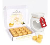 Vanilla Banana Fusion Wax Melts Gift Set with Free Ceramic Burner Included, 16 Heart Shaped Wax Melts, Sweet Dessert-Inspired Fragrance, Eco-Friendly Wax, Infusion Gift Box by Spotless Leopard
