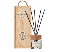 Vanilla Blanc Natural Reed Diffuser & Candle Gift Set Encased in Signature Hand Crafted Wooden Box (Lemongrass & Eucalyptus Dives)