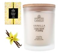 Vanilla Candle - 9.7 oz /275g Vanilla Scented Candle in Cream Frosted Glass Jar with Wooden Lid and Wooden Crackling Wick in a Luxurious Gift Box - Creamy, Smooth and Soothing