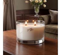 Vanilla Candle with Double Wooden Wick - Hand-Poured Paraffin Wax in vase by Sandra Rich | Burning time 35 Hours, Weight 2.6 Pounds -, Crackling Sound, Candle Gift for Mum | Mothers Day Gift