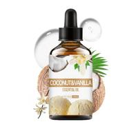 Vanilla & Coconut Essential Oil,Natural Organic Scented Diffuser Oil,Fragrance Vanilla Oil for Skin Care,Body Massage,Humidifier,DIY Soap Candle,Hair Care,Bath Spa,Perfume Gift / 3.38 Fl.Oz