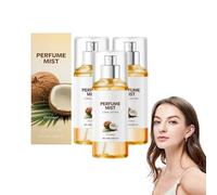 Vanilla Coconut Women's Body Spray - 88ml Long Lasting Mini Perfume Fragrance Mist with Natural Vanilla Oil, Hydrating Refreshing Travel Size for Body, Hair & Face, Sweet Subtle Scent (3 Bottles)