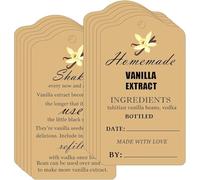 Vanilla Extract Labels with Instructions Homemade Vanilla Tag Card for Handcrafted Vanilla Bottles,Christmas,Kitchen Pantry,Jar,Organization 50 Set