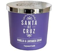 Vanilla & Lavender Sugar Scented Candle - Two Wick - Long Lasting Aromatherapy Soy Blend Candle in Purple Glass Jar - Relaxing Home Fragrance for Bedroom, Living Room & Gift Giving