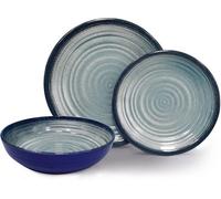 Vanilla Leisure Amalfi 12 Piece Plate And Bowl Melamine Dinner Set For Caravan & Camping