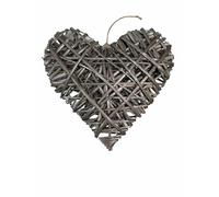 Vanilla Leisure Handcrafted Wicker Heart Wall Decoration - 30cm Antique Wash Rustic Hanging Heart - Natural Willow & Wire Frame for DIY Decor, Weddings, Christmas, Birthdays, Door or Wall Use