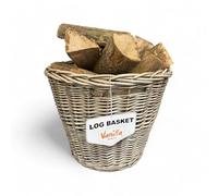 Vanilla Leisure - Log basket Log Baskets for Wood Burner & Fireplace Large Round Hessian Lined Log Basket for Fireplaces Wicker Basket Antique Wash finish Large Size: 510x430x300mm
