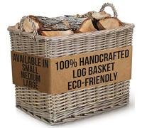 Vanilla Leisure - Log Basket Log Baskets For Wood Burner Indoor Medium Lined Wicker Basket Log Basket for Fireplaces Lined Log Store Indoors Size:D400xH300xW320mm Medium Willow Storage