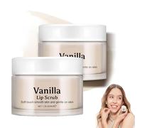 Vanilla Lip Scrub Exfoliator, Natural Sugar Exfoliator & Moisturizer for Dry Lips, Gentle Exfoliate Dead Skin (2pcs)