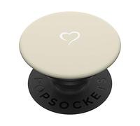 Vanilla Off-White Matte Hand Drawn Heart Minimalist Love PopSockets Swappable PopGrip