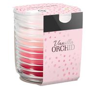 (Vanilla Orchid) Tri-Colour Scented Candle In Ribbed Glass Jar
