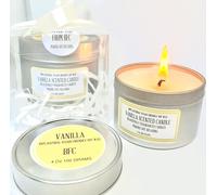 Vanilla Scented Soy Wax Candle - Handmade BFC - Vanilla Scented 28 Hours Burn Time 4 Oz 100 Grams Soy Wax Candle Silver Brush Finish Tin. Vanilla Scented Shipping on 48 Hour Tracked Service