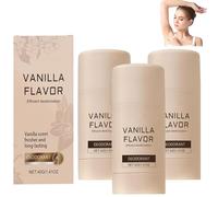 Vanilla Skin Deodorant Stick, Natural Body Deodorant Spray, Coconut & Vanilla Scents Ingredients, Long Lasting Skin Protection for All Skin Types, Suitable for Women and Men (3pcs)
