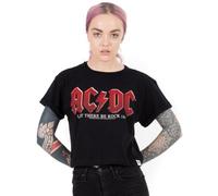 Vanilla Underground Ac/dc Womens Black Logo Cropped Short Sleeved T-Shirt (Xxx-Large)