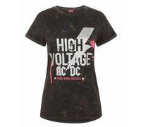 Vanilla Underground Ac/dc Womens Black Slogan Text With Band Logo Short Sleeved T-Shirt (Medium)