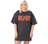 Vanilla Underground Ac/dc Womens Grey Logo Oversized Short Sleeved T-Shirt (Small)