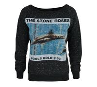 Vanilla Underground Amplified Clothing Womens Black Distressed Stone Roses Print Sweatshirt (Small)