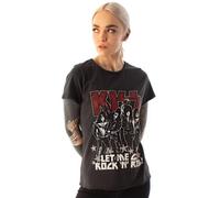 Amplified Clothing Womens Grey Kiss Short Sleeved T-Shirt - Medium