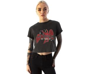 Vanilla Underground Amplified Clothing Womens Grey Led Zeppelin Cropped Short Sleeved T-Shirt (Small)